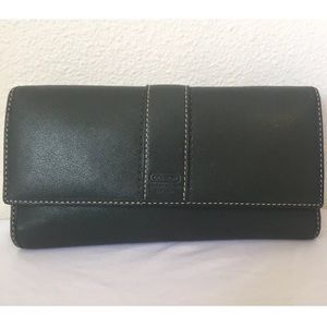 Coach Authentic Leather Dark Green Trifold Wallet